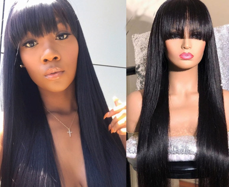 Wig Real Human Hair Straightening Mechanism Headgear - 24 Timmar Deals
