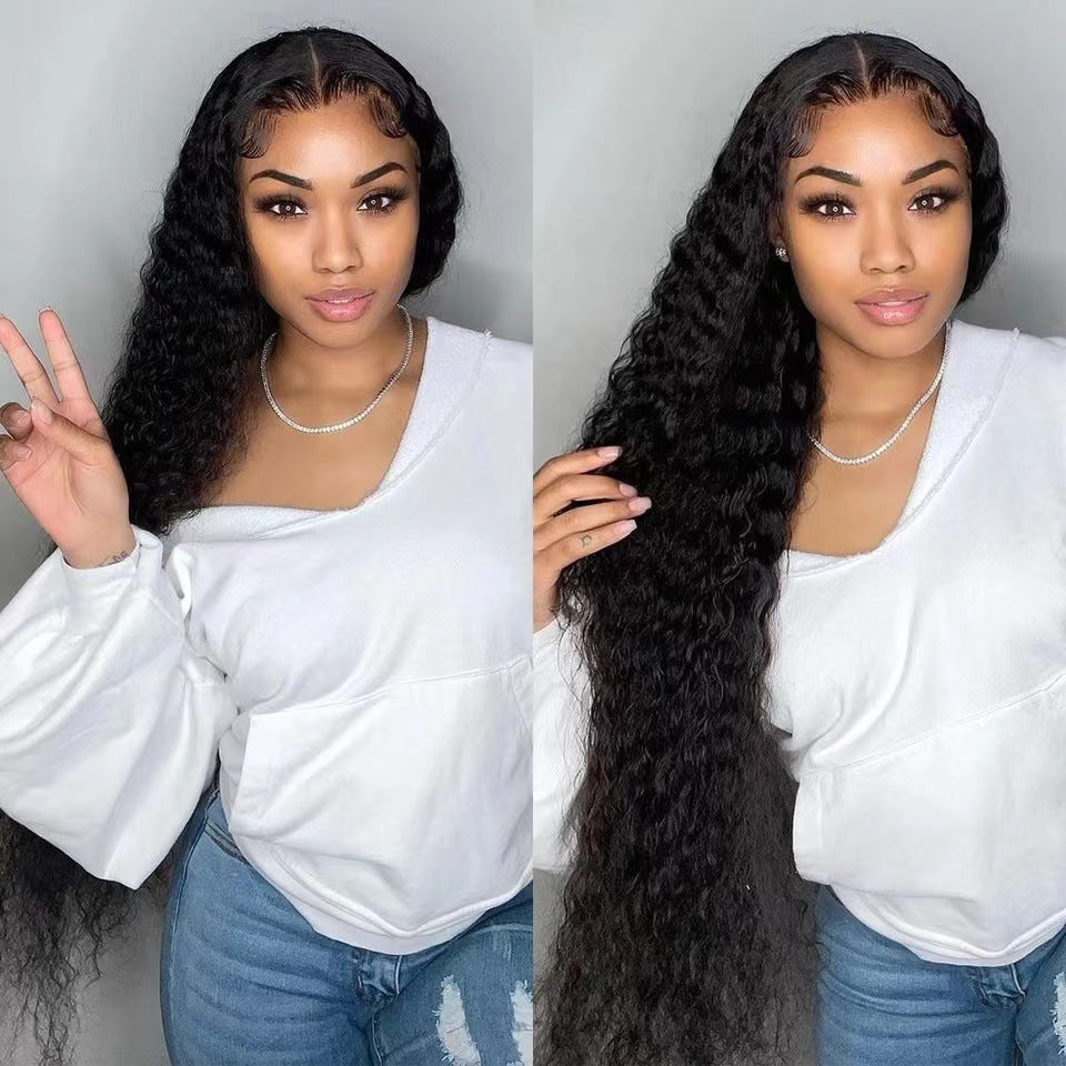 Front Lace Wig Women's Long Curly Hair Chemical Fiber Wig - 24 Timmar Deals