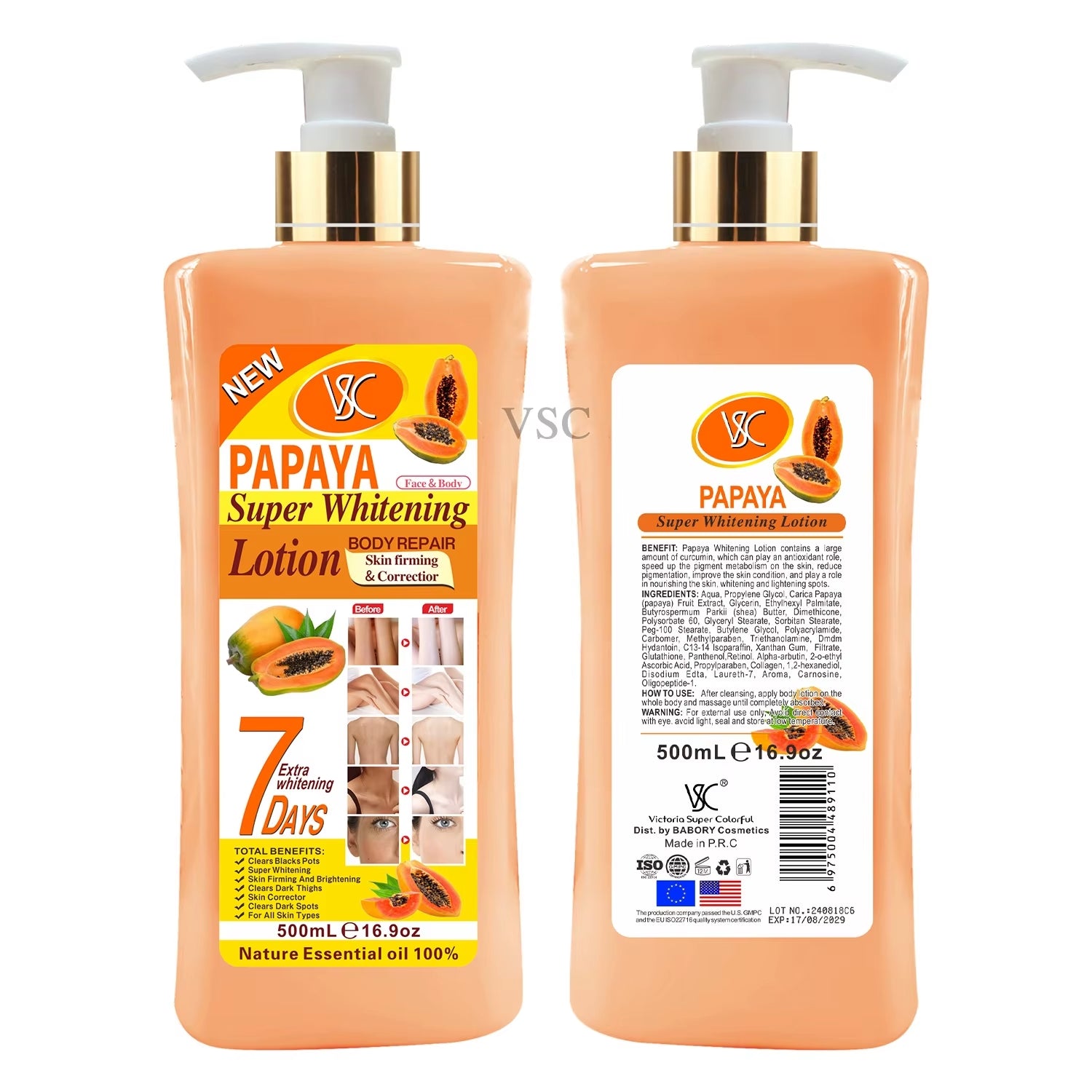 Whitening Body Lotion - Turmeric. Papaya, Rose, Carrot, Almond 500ml - 24 Timmar Deals