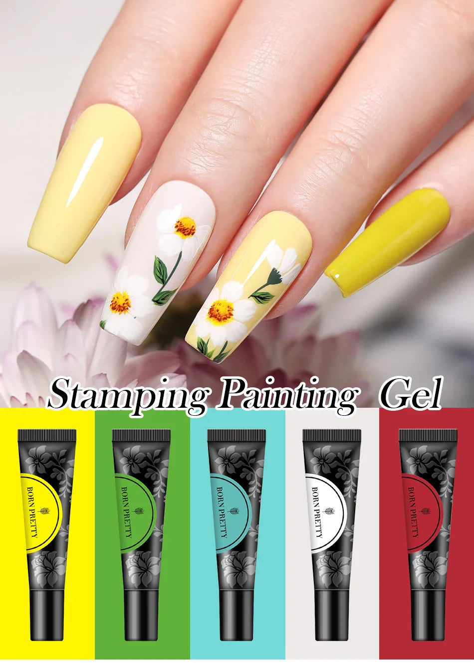 Nail Stamping Gel Polish 8ml Svart Vit Glitter Silver Guld Soak Off UV Gellack - 24 Timmar Deals