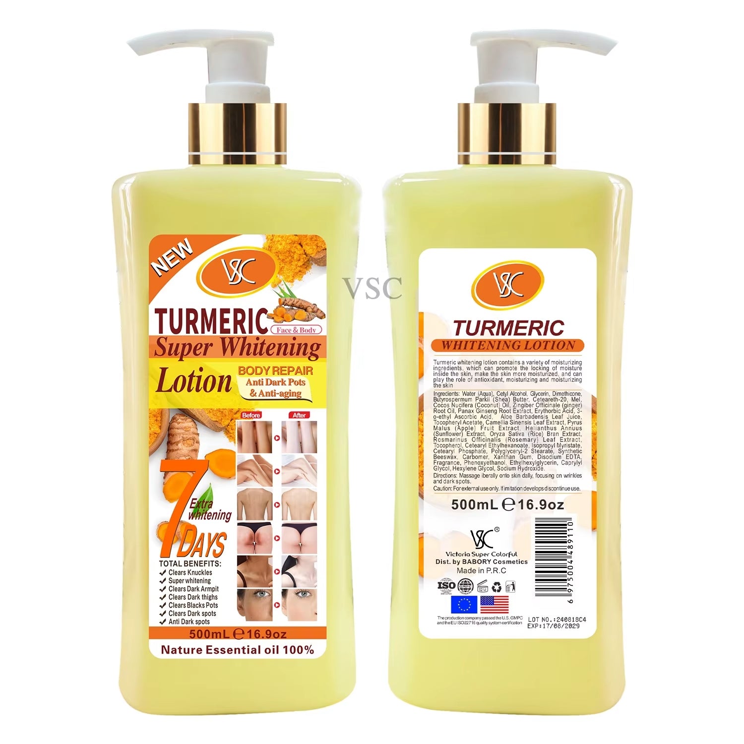Whitening Body Lotion - Turmeric. Papaya, Rose, Carrot, Almond 500ml - 24 Timmar Deals